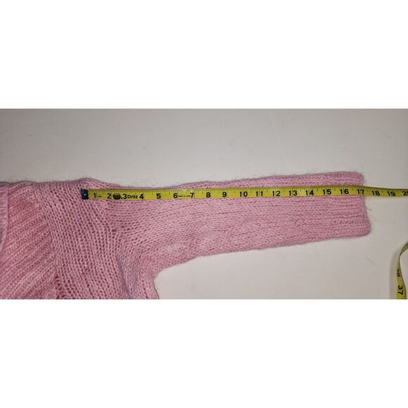 Vtg Lauren Ralph Lauren Exclusive Hand Knit Pink Cable Knit Shawl Neck Sweater M - Picture 7 of 9